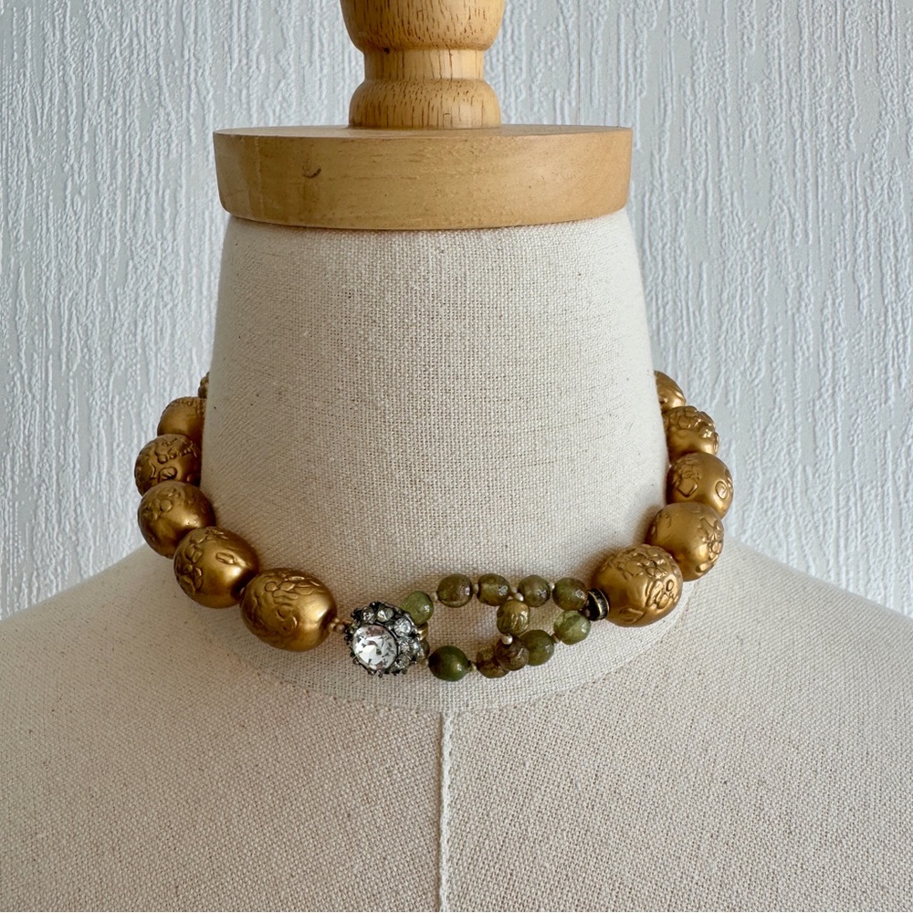 Vintage Signed Judith McCann Textured Bead Necklace
